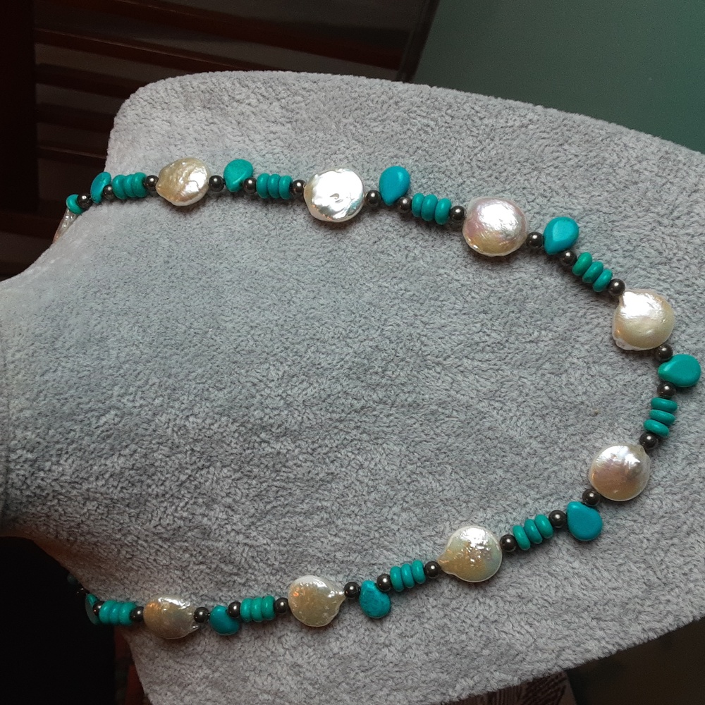 Freshwater Pearl and Turquoise Necklace